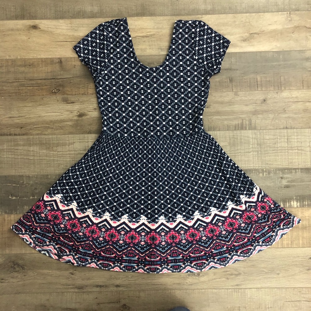 Planet Gold Printed Dress Medium